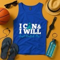 I Can And I Will Beat Ovarian Cancer Warrior Just Watch Me Gift Tank Top thumb 4