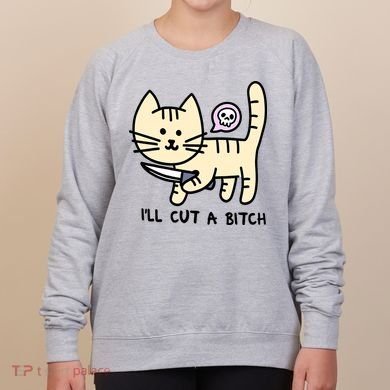 ILl Cut A Bitch Funny Cat Women's Sweatshirt