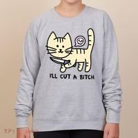 ILl Cut A Bitch Funny Cat Women's Sweatshirt thumb 0