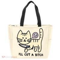 ILl Cut A Bitch Funny Cat Tote Bag thumb 0