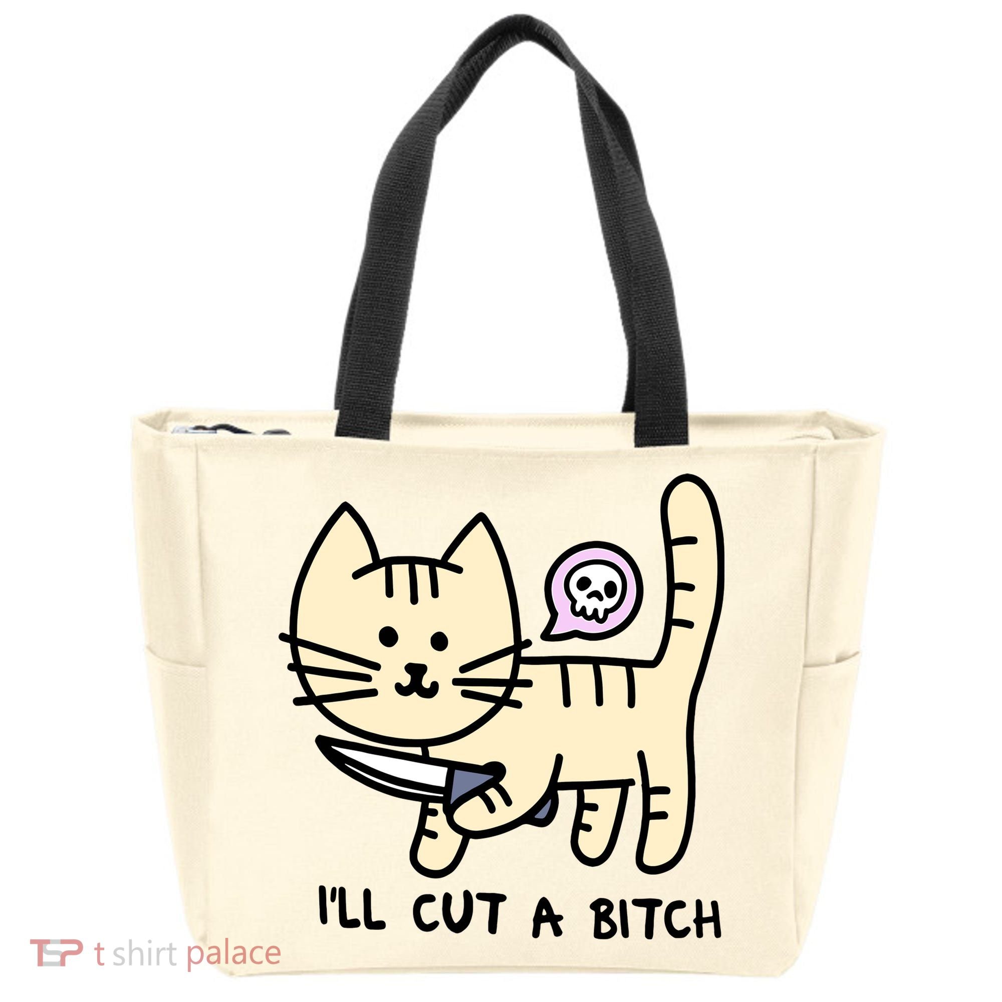 ILl Cut A Bitch Funny Cat Tote Bag
