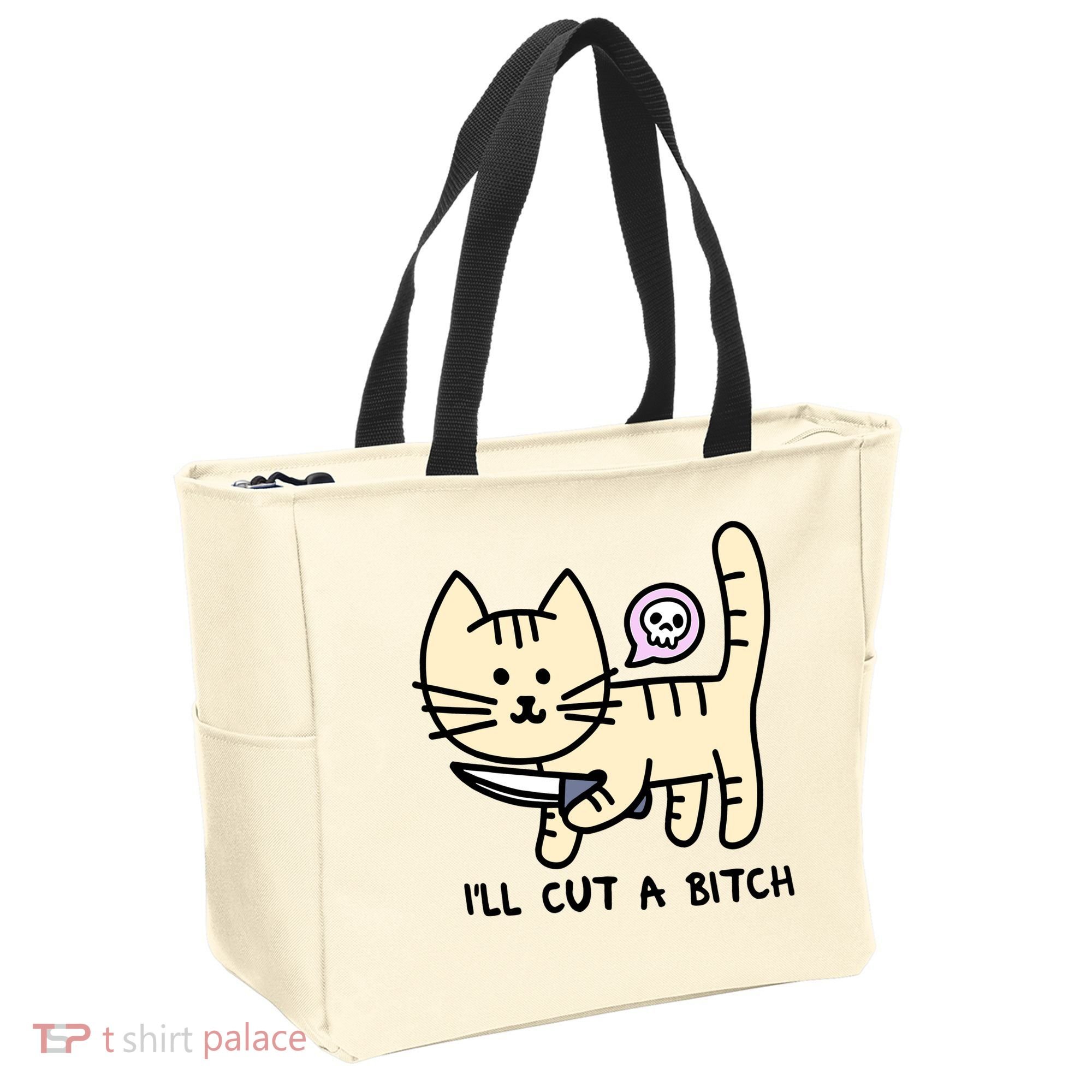 ILl Cut A Bitch Funny Cat Tote Bag