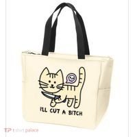 ILl Cut A Bitch Funny Cat Tote Bag thumb 3