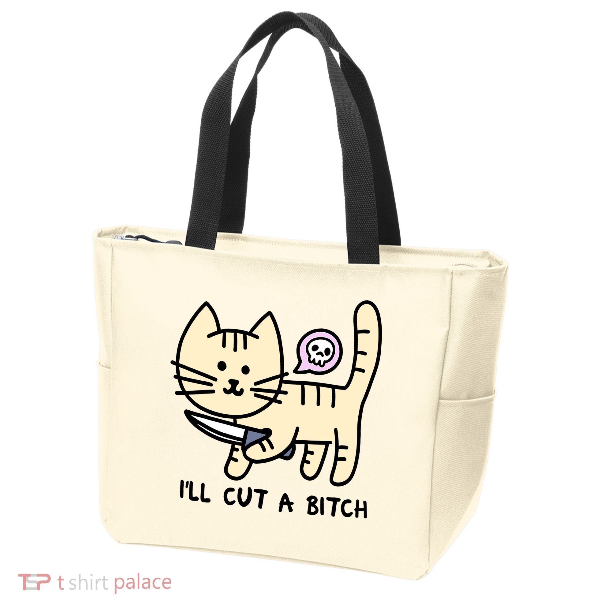 ILl Cut A Bitch Funny Cat Tote Bag