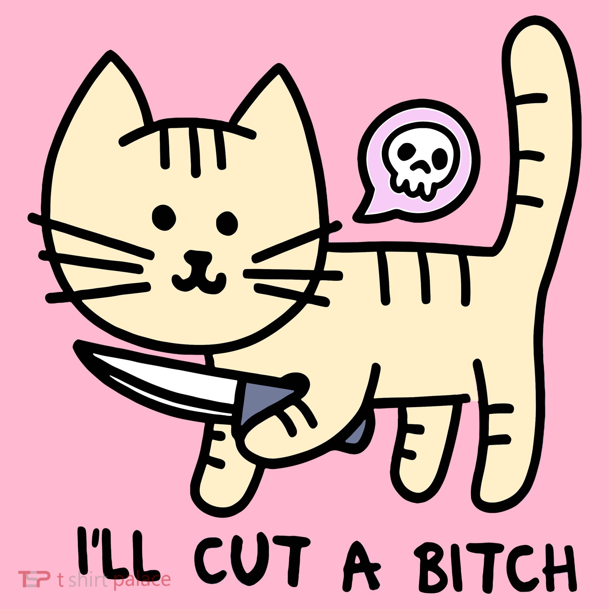 ILl Cut A Bitch Funny Cat Coaster