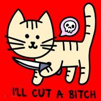 ILl Cut A Bitch Funny Cat Santa Hat thumb 1