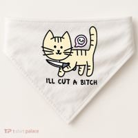 ILl Cut A Bitch Funny Cat USA-Made Doggie Bandana thumb 0