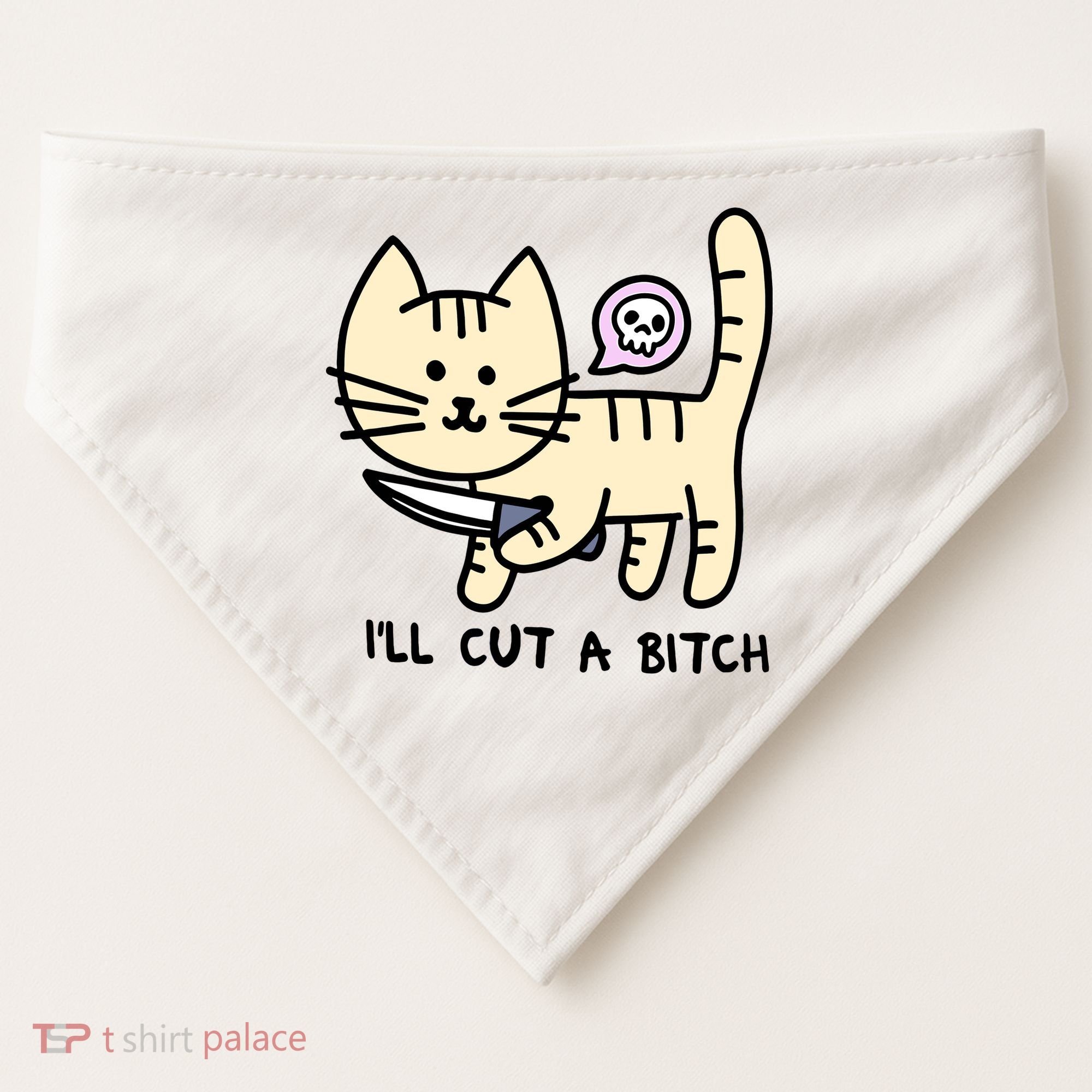 ILl Cut A Bitch Funny Cat USA-Made Doggie Bandana