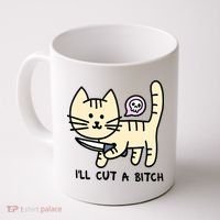 ILl Cut A Bitch Funny Cat Coffee Mug thumb 0