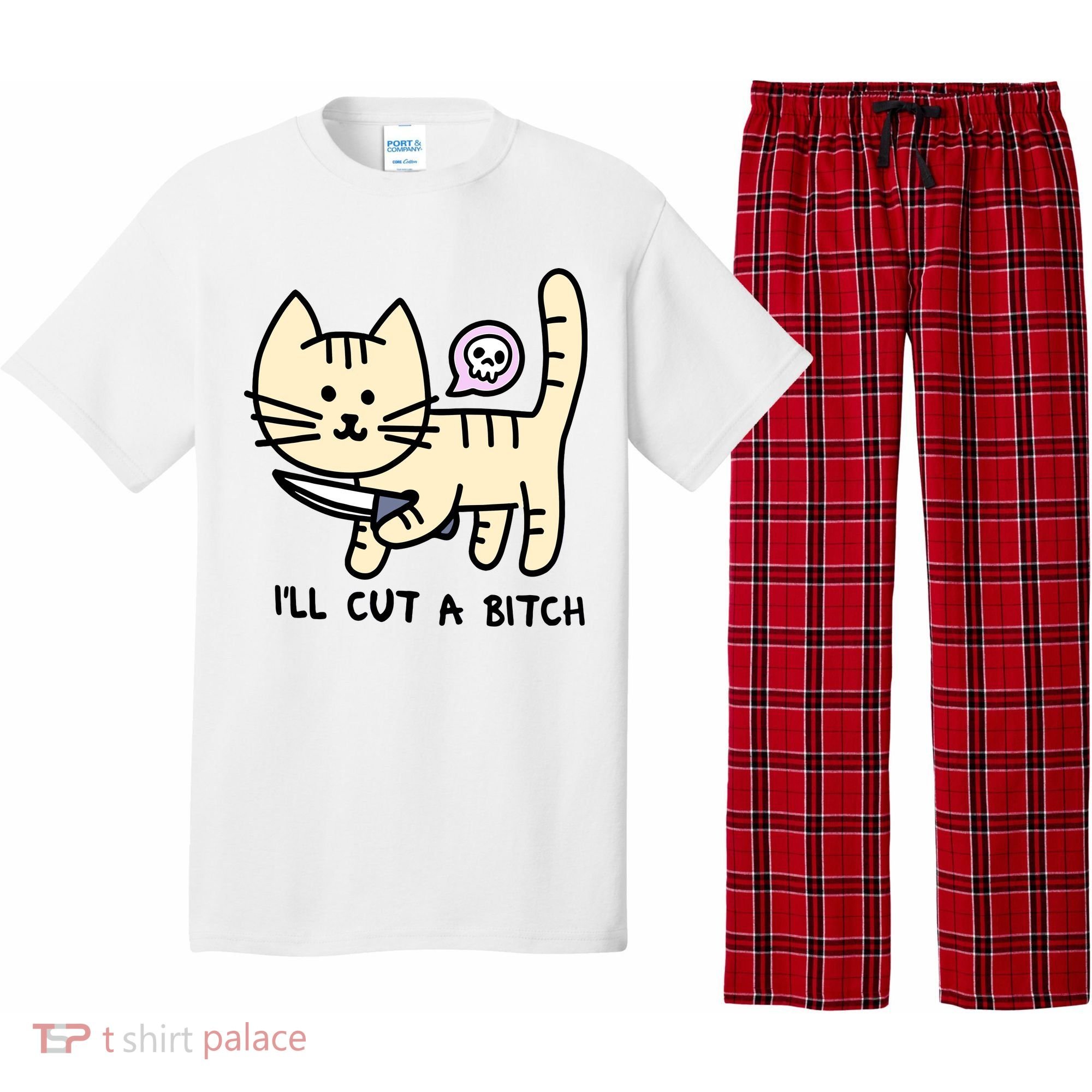 ILl Cut A Bitch Funny Cat Pajama Set