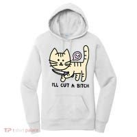 ILl Cut A Bitch Funny Cat Women's Hoodie thumb 0