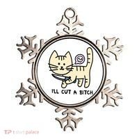 ILl Cut A Bitch Funny Cat Ornament thumb 0