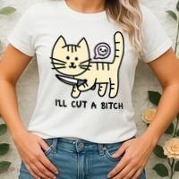 ILl Cut A Bitch Funny Cat Women's T-Shirt thumb 2
