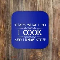 I Cook And I Know Stuff Funny Chef Gift Coaster thumb 0