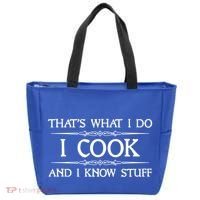 I Cook And I Know Stuff Funny Chef Gift Tote Bag thumb 0