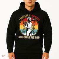 I Created A Monster She Call Me Dad Baseball Softball Dad Hoodie thumb 2