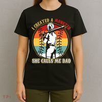 I Created A Monster She Call Me Dad Baseball Softball Dad T-Shirt thumb 4