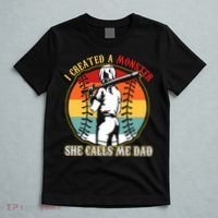 I Created A Monster She Call Me Dad Baseball Softball Dad T-Shirt thumb 5