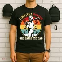 I Created A Monster She Call Me Dad Baseball Softball Dad T-Shirt thumb 6