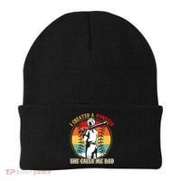 I Created A Monster She Call Me Dad Baseball Softball Dad Beanie thumb 0
