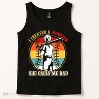 I Created A Monster She Call Me Dad Baseball Softball Dad Tank Top thumb 2