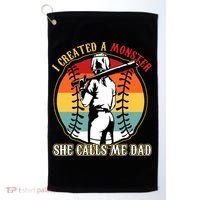 I Created A Monster She Call Me Dad Baseball Softball Dad Golf Towel thumb 0