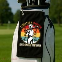 I Created A Monster She Call Me Dad Baseball Softball Dad Golf Towel thumb 2