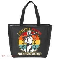 I Created A Monster She Call Me Dad Baseball Softball Dad Tote Bag thumb 0