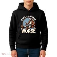 It Could Always Be Worse Homeless Man Down On His Luck Kids Hoodie thumb 4