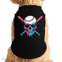 Ice Cream Baseball Fun Summer Sports Dessert Dripping Skull Doggie Tank thumb 0