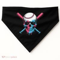 Ice Cream Baseball Fun Summer Sports Dessert Dripping Skull USA-Made Doggie Bandana thumb 0