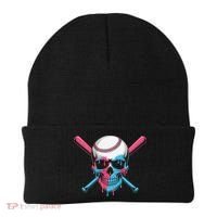 Ice Cream Baseball Fun Summer Sports Dessert Dripping Skull Beanie thumb 0