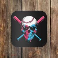 Ice Cream Baseball Fun Summer Sports Dessert Dripping Skull Coaster thumb 0