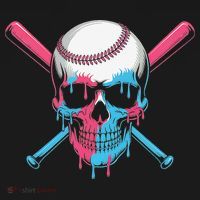 Ice Cream Baseball Fun Summer Sports Dessert Dripping Skull Women's Hoodie thumb 2