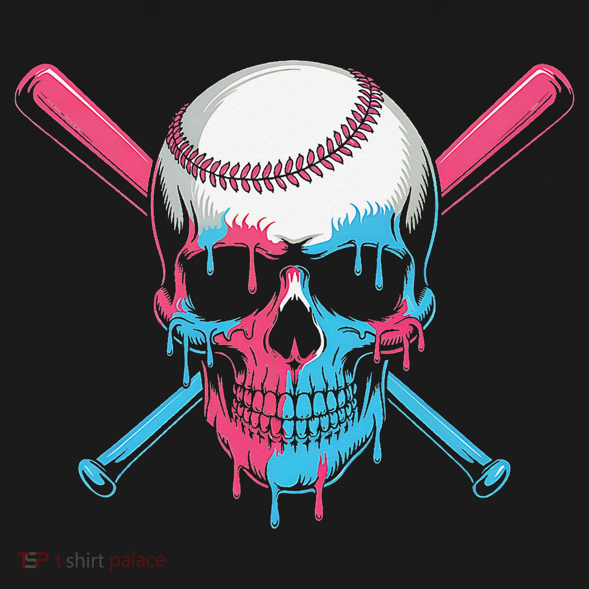 Ice Cream Baseball Fun Summer Sports Dessert Dripping Skull Women's Hoodie