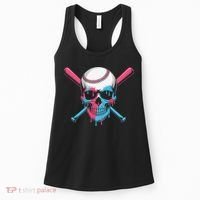Ice Cream Baseball Fun Summer Sports Dessert Dripping Skull Women's Tank Top thumb 0