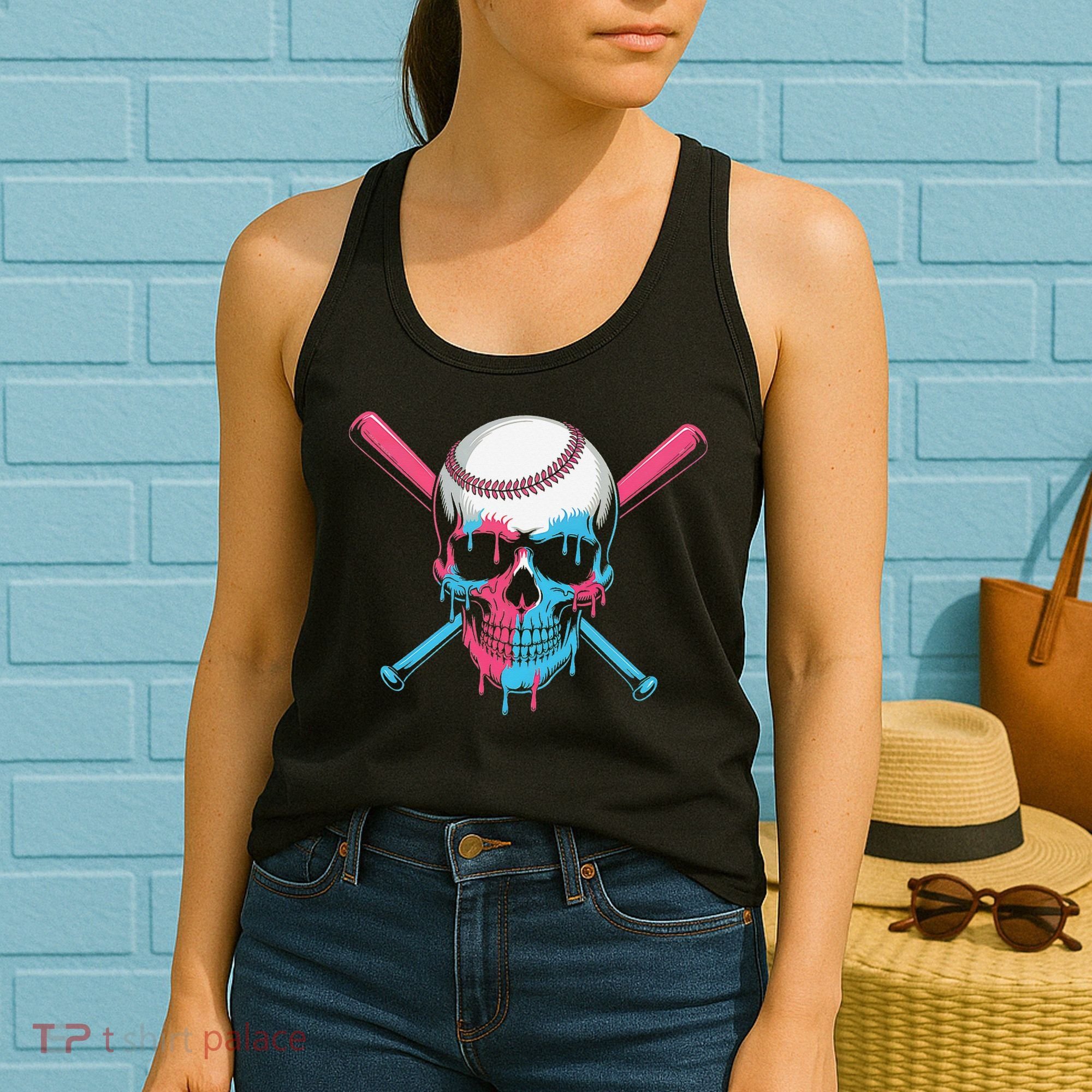 Ice Cream Baseball Fun Summer Sports Dessert Dripping Skull Women's Tank Top