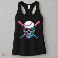 Ice Cream Baseball Fun Summer Sports Dessert Dripping Skull Women's Tank Top thumb 3