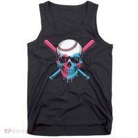 Ice Cream Baseball Fun Summer Sports Dessert Dripping Skull Tank Top thumb 0