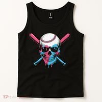 Ice Cream Baseball Fun Summer Sports Dessert Dripping Skull Tank Top thumb 2