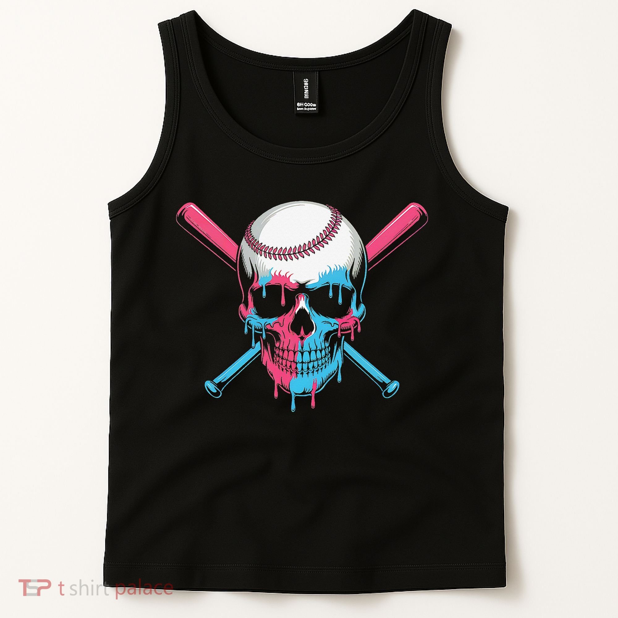 Ice Cream Baseball Fun Summer Sports Dessert Dripping Skull Tank Top