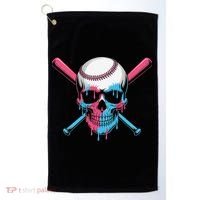 Ice Cream Baseball Fun Summer Sports Dessert Dripping Skull Golf Towel thumb 0