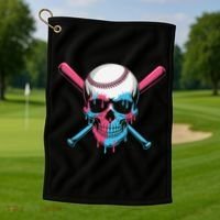 Ice Cream Baseball Fun Summer Sports Dessert Dripping Skull Golf Towel thumb 1