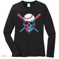 Ice Cream Baseball Fun Summer Sports Dessert Dripping Skull Women's Long Sleeve Shirt thumb 0