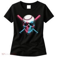 Ice Cream Baseball Fun Summer Sports Dessert Dripping Skull Women's T-Shirt thumb 0