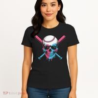 Ice Cream Baseball Fun Summer Sports Dessert Dripping Skull Women's T-Shirt thumb 4