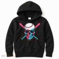 Ice Cream Baseball Fun Summer Sports Dessert Dripping Skull Kids Hoodie thumb 0