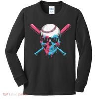 Ice Cream Baseball Fun Summer Sports Dessert Dripping Skull Kids Long Sleeve Shirt thumb 0