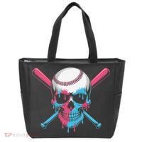 Ice Cream Baseball Fun Summer Sports Dessert Dripping Skull Tote Bag thumb 0