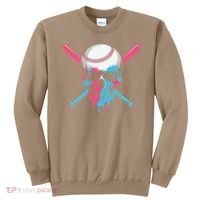 Ice Cream Baseball Fun Summer Sports Dessert Dripping Skull Sweatshirt thumb 0